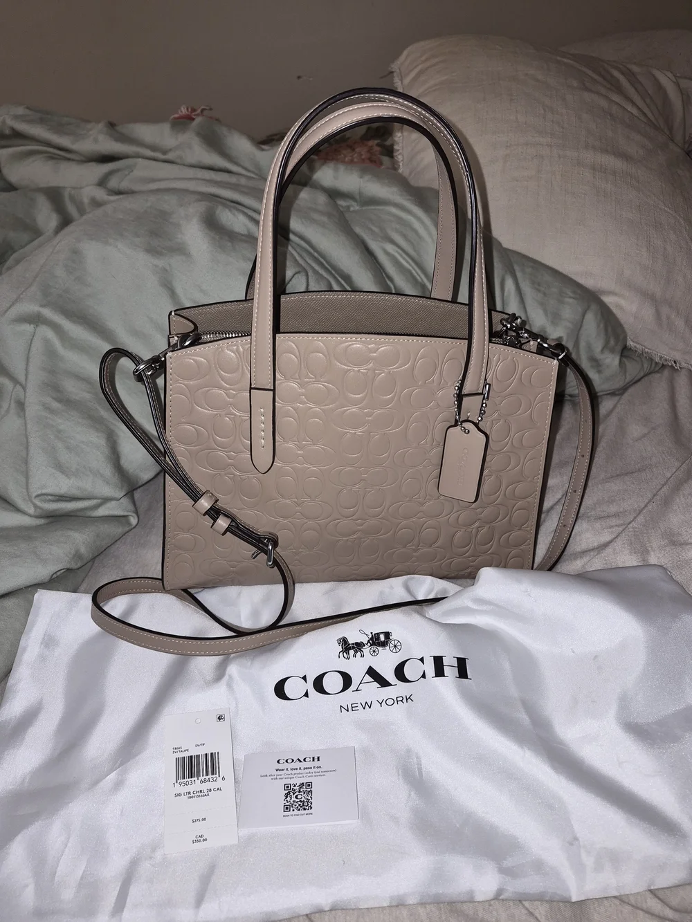 Coach Charlie Carryall 28 Taupe Crossbody/Shoulder With Dust Bag - Picture 2 of 5